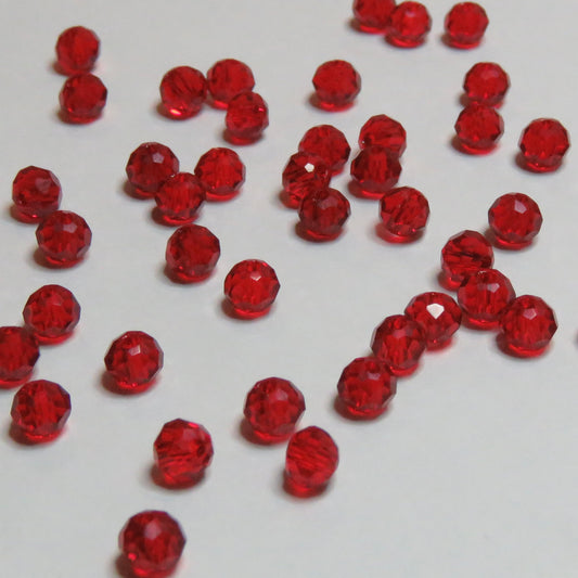 Lasihelmi | Rondelli | Tummanpunainen | 6mm | 50kpl