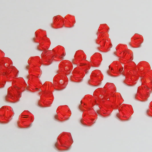 Lasihelmi | Timantti | Punainen | 6mm | 50kpl