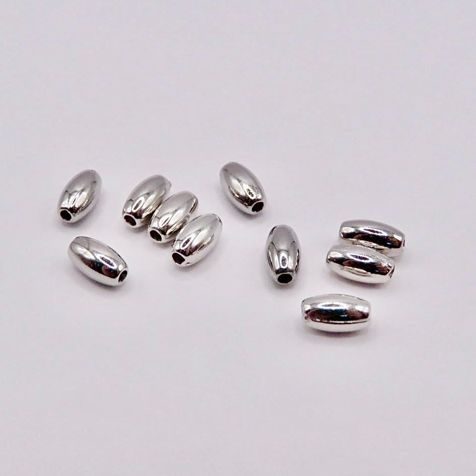 Muovihelmi | Riisi | Hopea | 6mm