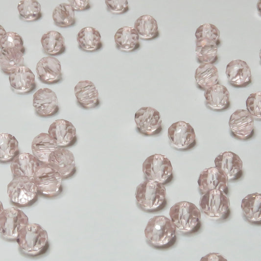 Lasihelmi | Rondelli | Vaaleanpunainen | 6mm | 50kpl