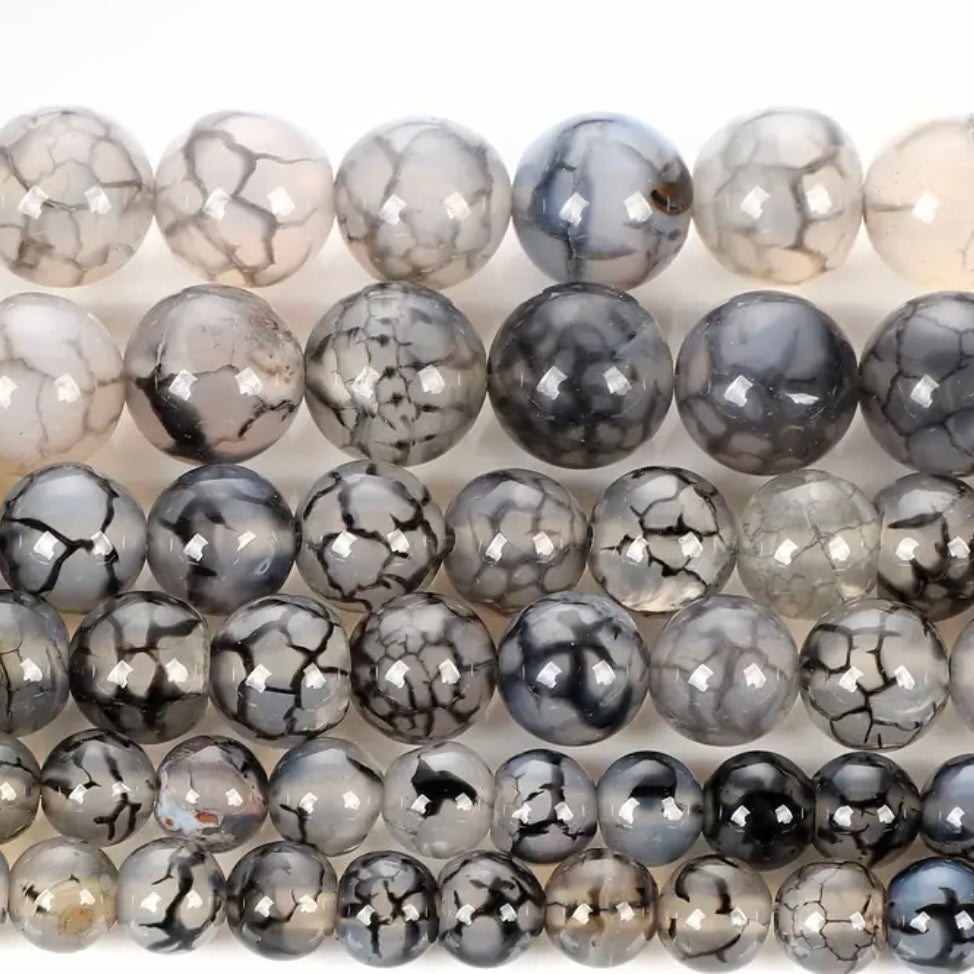 Kivihelmet | BlackDragonVeins Akaatti | 8mm | 10kpl